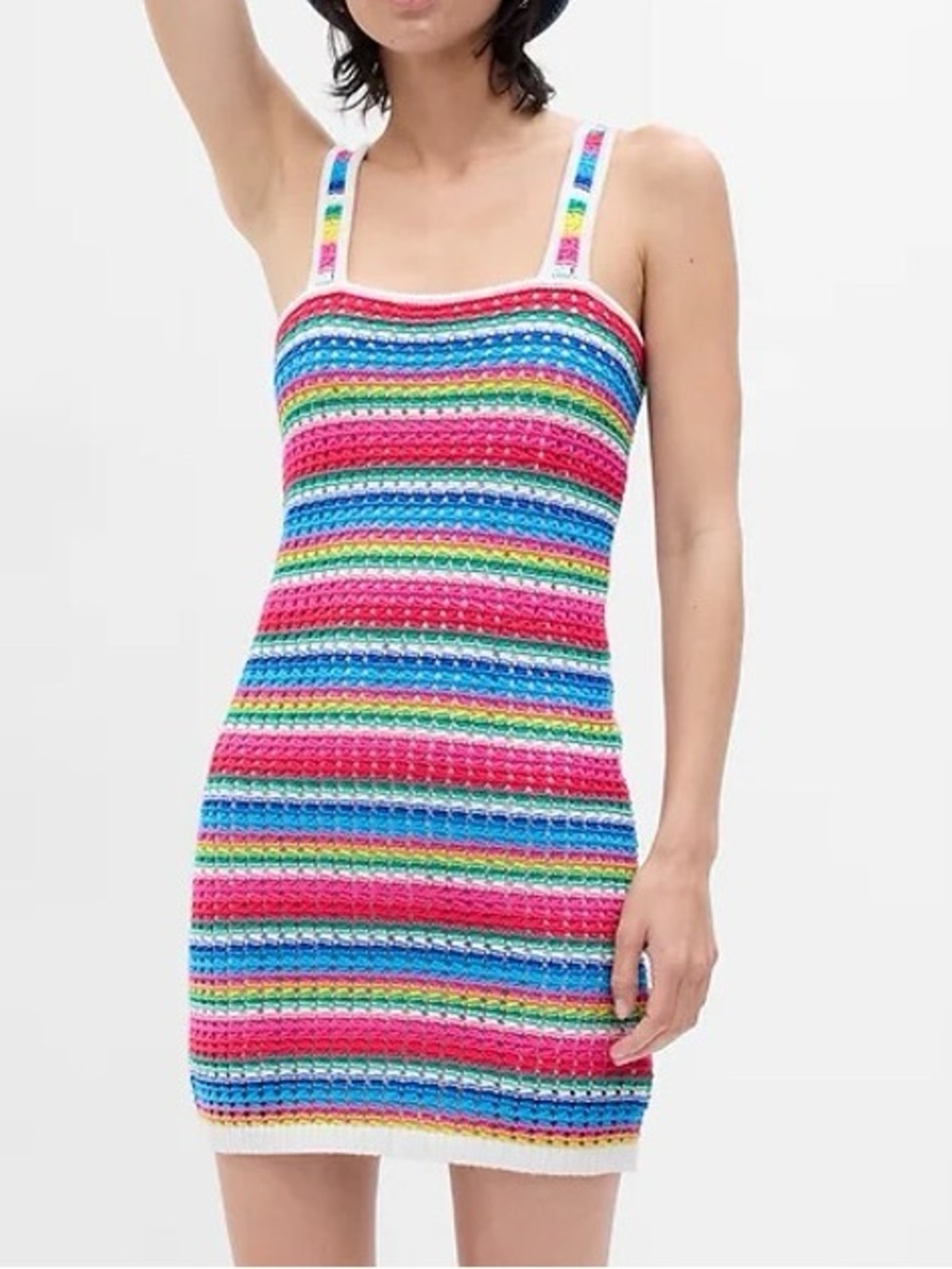 GAP Multicolor Striped Crochet Tank Dress